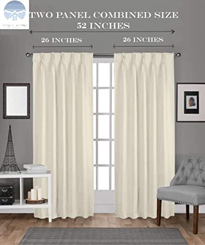 Magic Drapes Triple Pinch Pleated Curtains Thermal Room Darkening Blackout Curtains For Window, Sliding Door, Patio Door, Home, Office, Nursery, Outdoor, Hall W(26"+26") L95 (2 Panels Combined, Beige) #TOP4