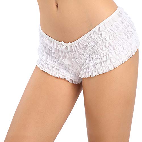 Sharicca Womens Sexy Mesh Ruffle Panties Booty Boy Shorts Underwear, Bw S/M Black And White #TOP3