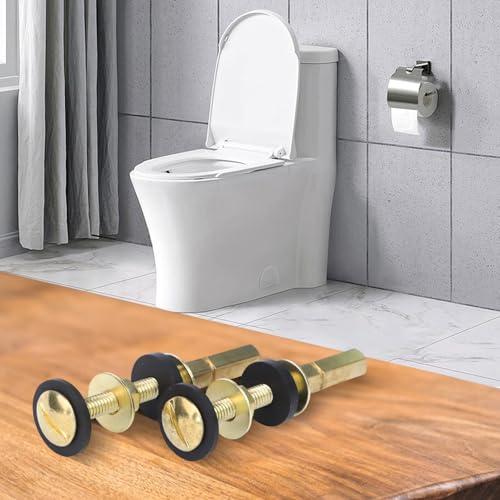 Lecreatekit Kit de fijación de cisterna de inodoro a cuenco con pernos de acero al carbono y juntas de goma para un sellado seguro, plateado, paquete de 2