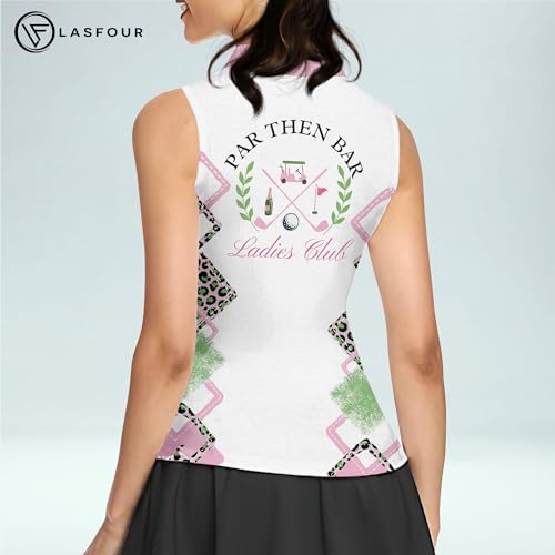 Personalized Sleeveless Funny Golf Shirts for Women, Flamingo Golf Shirts for Ladies, Custom Women's Golf Shirt3