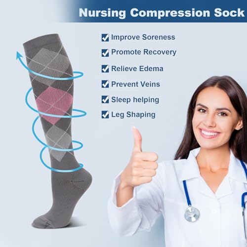 Dreshow 4 Paia Calze A Compressione Per Donna E Uomo Circolazione Miglior Supporto Alla Per Atletica,Corsa,Ciclismo,Viaggi - 7