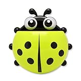 Gshy - Soporte de cepillo de dientes para niños, diseño de lovely sólido, ventosa, con ventosas, mariquita, cepillo de dientes dentífrico, soporte excelente para regalo, color verde