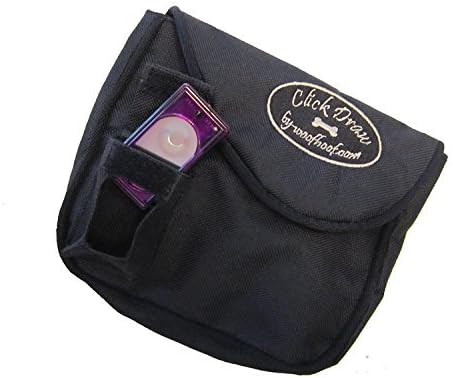 Woof Hoof Click Draw Black Magnetic Dog Horse Treat Pouch Training Rewards Bag Professional Quality with Belt Clip and Integrated Clicker