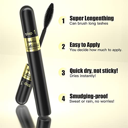 2 Brushes Mascara, 2 in 1 Mascara For Natural Lengthening And Thickening Effect,Waterproof Extra Long Lash Eyelashes,Thick,Voluminous Eyelashes, Long Lasting, Smudge-proofï¼1 Pcsï¼ - Image 3