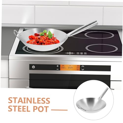 Wok de acero inoxidable antiadherente con mango largo miniatura 5