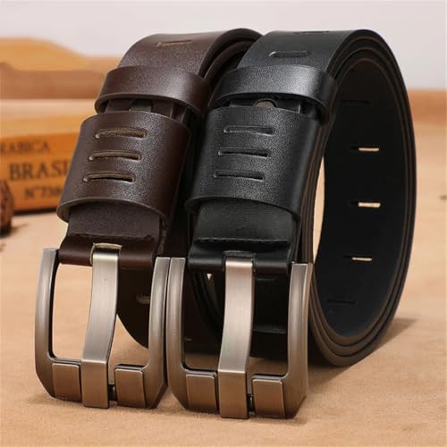 Men’S 3.7Cm Genuine Leather Pin Buckle Casual Luxury Designer Belt Solid Strap For Everyday Wear With Jeans3