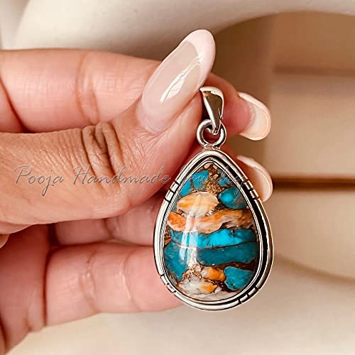 Spiny Oyster Turquoise Pendant, 925 Silver Pendant, Women Jewelry, Gemstone Necklace, Boho Pendant Necklace, Turquoise Pendant For Women, Spiny Oyster Jewelry, Engagement Gift #TOP3