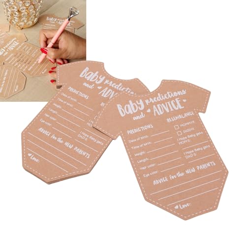 Hiraith Zestaw 20 kartek z poradami na baby shower, wysokiej jakości kartki z papieru kraftowego na baby shower i imprezy ujawniające płeć, jednoczęściowy kształt, gruby papier bez przebarwień