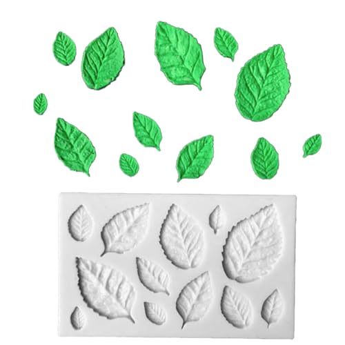 2 Piezas Moldes de Silicona con Forma de Hoja, Molde Chocolate, Molde Silicona, Molde Silicona para Cocina, Adecuados para Chocolate, Dulces, Hornear, Pasteles, Galletas, Hojas, Gris.