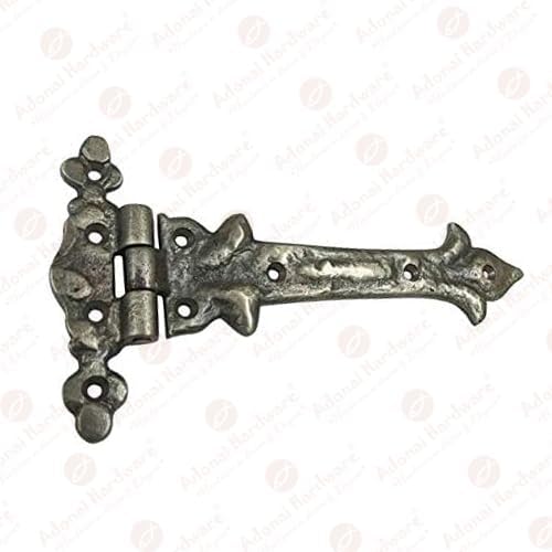 Miniatura 5 de Adonai Hardware Adonijah - Correa de hierro fundido antiguo con bisagra en T (7.9 pulgadas x 2 unidades, níquel cepillado antiguo) para puertas de
