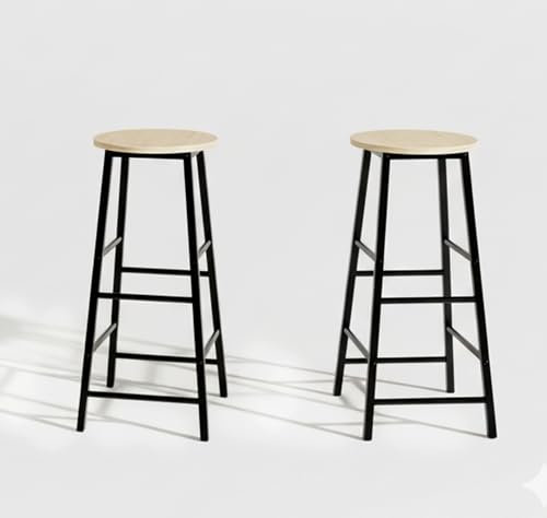 MB Muebles Bonitos, Set 2 Taburetes Altos de Cocina Lucca, Taburete de Bar, Modernos, Color Negro, Estructura de Metal, Altura 71cm, para Cocina y Comedor.