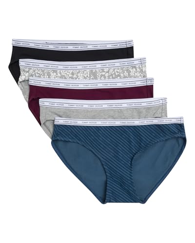 Tommy Hilfiger Women's Classic Cotton Bikini Underwear with Logo Waistband 5-Pack