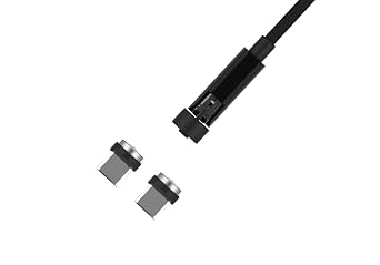 Kashimura Magnetic Charging Cable, 3.8 ft 1.2 m, Type C Connector Heads, 2 x BK; Part Number AJ-650