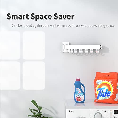 Besthls Wall Mounted Portable Clothes Drying Rack With Space Saver Clothes Hangers Design Universal For Balcony Mudroom Bedroom Kitchen Foldable Laundry Rack (3-Pole White) #TOP4