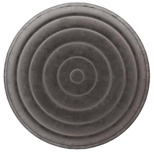 Pemberly Row Boho Round Pouf Ottoman, Gray Velvet Fabric, 20 x 20 x 14 in, Polystyrene Filling, Stitching Detail, Lightweight Seating or Accent for Living Room or Bedroom Decor - Image 6