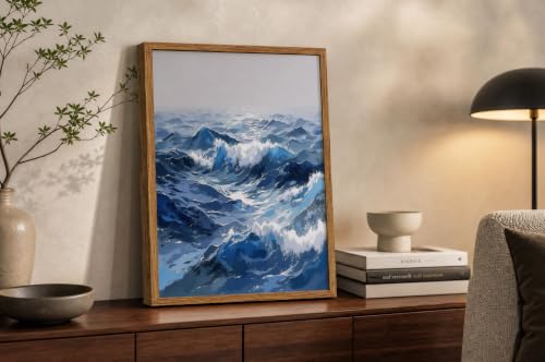 Peinture sur toile vagues réaliste grand format déco murale