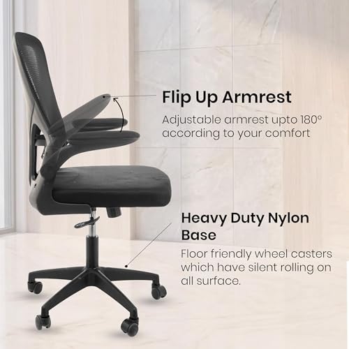 Image of NORMAN JR Black | Mid Back Imported Mesh Fabric Boss Office Chair | Y Design Ergonomic Back Support | 2D Aero Design Adjustable Armrests | Synchro Tilt Lock Mechanism | Adjustable Lumbar Support