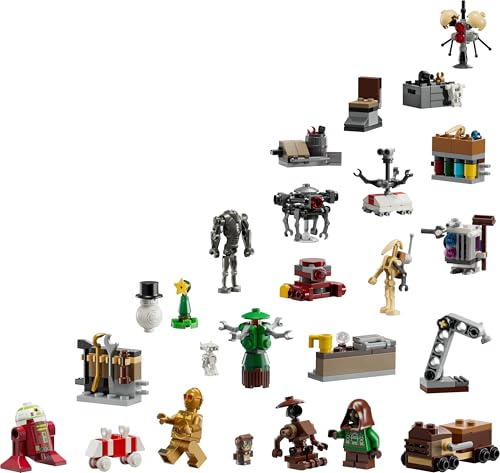 Star Wars Calendario dell'Avvento 2025 per Bambini da 6 Anni in su - Giocattolo per il Conto alla Rovescia di Natale con 24 Sorprese Incluse 2 Minifigure e 5 Figure di Droidi, Idea Regalo - 75418 - Lego - Immagine 8