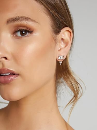 925 Silver Cute Pig/Panda Bear/Dog/Cat Earrings Stud Solid Sterling Jewelry " Kiss me Hug Me" 3D Kitten Earring4