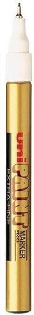 Uni Coloured Extra Fine (0.8mm) PX-203 Gold Oil Paint Marker Pen Metal Glass Wood Plastic Stone Outdoor Nib Tip (Pack Of 1)