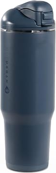 HydroJug Ease2o Water Bottle with Straw & Chug Lid, Stainless Steel, Vented Cap to Help Reduce Pressure, Water-Level Window, Cup Holder Friendly, Non-Slip Base 32oz, Cascade