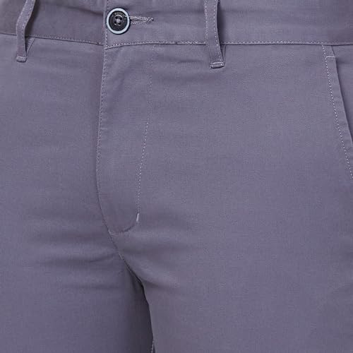 Image of Parx Low Rise Tapered Fit Cotton Blend Solid Pattern Flat Front Casual Trouser