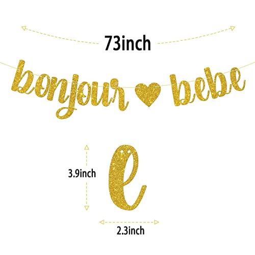 Gold Glitter Bonjour Bebe Banner, Baby Shower Party Decorations, Oh Baby, French Themed Birthday Party Decoration Supplies #TOP1