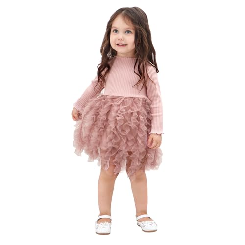 Miipat Baby Mädchen Kleid Langarm Tüll Mädchen Prinzessin Kleid Herbst...