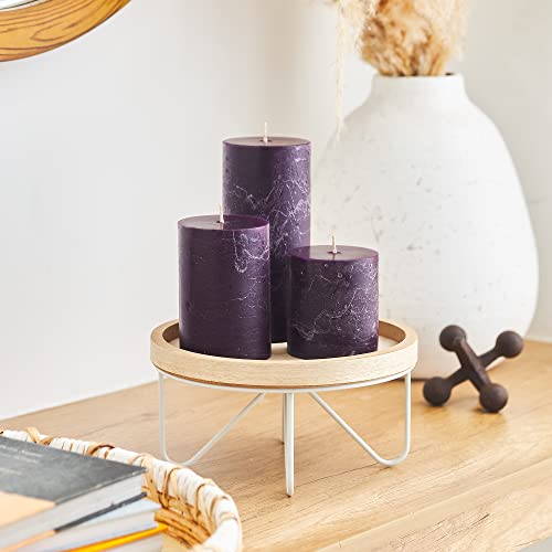 Simply Soson Rustic 3X6 Purple Pillar Candles Set Of 3 - Unscented Candles - Large Candle For Candle Holders - Velas Decorativas Purple Candles Pillar Colored Candles Fall Pillar Candles Bulk #TOP2