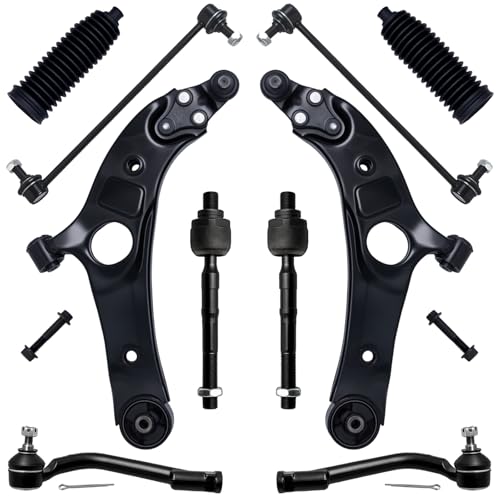 AUQDD 10Pc Front Suspension Kit Fit For 13-18 Hy-undai Santa Fe Sport /14-15 Ki-a Sorento, Lower Control Arm Ball Joint 2 Sway Bar Link 4 Outer Inner Tie Rod End (# K623538 K750659 EV801212 ES801264)