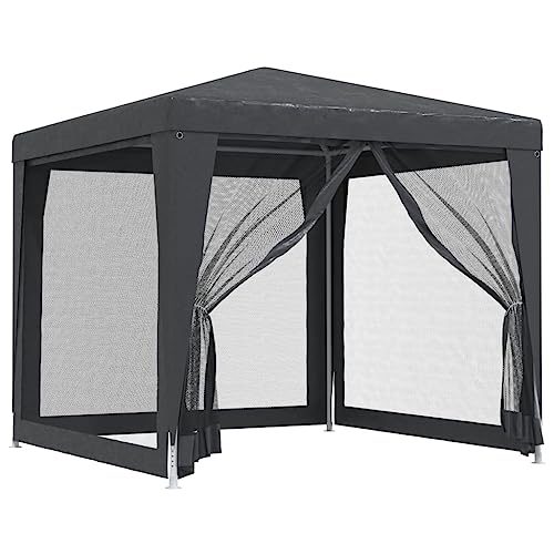 vidaXL Tente de Fête avec 4 Parois Latérales en Maille Belvédère Chapiteau Pavillon Tonnelle Tente de Réception Jardin Terrasse Anthracite 2.5x2.5 m