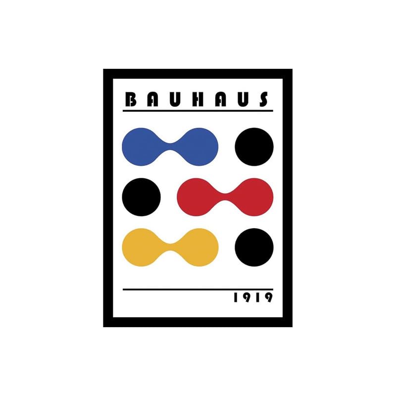 Image of BLINKART Vintage Bauhaus Retro Geometric Aesthetic Poster Gallery | Colorful Wrap Framed For Home Office Studio Living Room Modern Art Studio Decoration Abstract Shapes | (d158) | 13x10 Inch