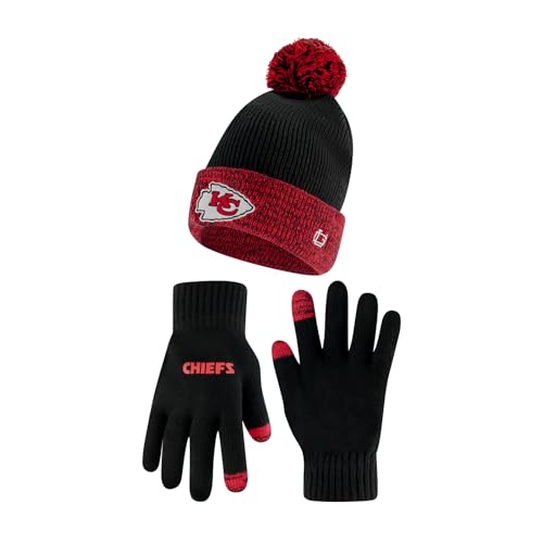 Ultra Game Standard Super Soft Two Tone Winter Beanie Knit Hat with Extra Warm Touch Screen Gloves, Team Color