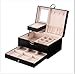 Produktbild CDZJP Pu Leder schmuckschatulle mehrschichtigen doppel schublade schmuckschatulle Prinzessin schmuck aufbewahrungsbox große kapazität mit Lock Box mädchen, Black