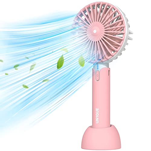 Image of UN1QUE Mini Portable Fan Battery Operated, 6 Inch Powerful USB Table Fan, 3 Speed Quiet Rechargeable Fan with Less Vibration, 720 Rotate Personal Mini Fan for Home Office Stroller Camping