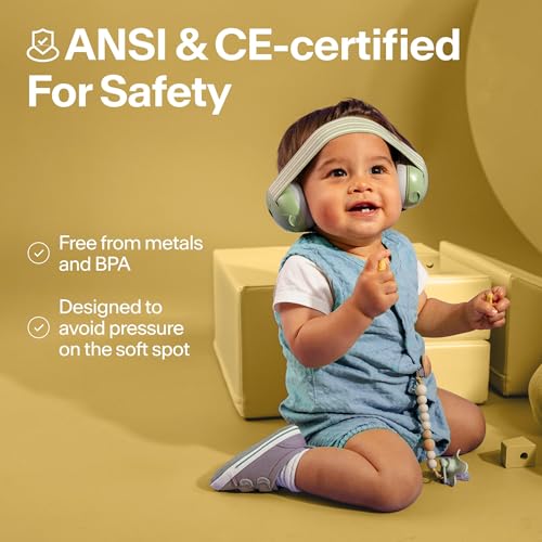 Image of Alpine Muffy Baby Ear Protection for Babies and Toddlers up to 36 Months - Noise Reduction Earmuffs for Toddler and Babies - Comfortable Infant Ear Muffs Prevent Hearing Damage & Improve Sleep Yellow