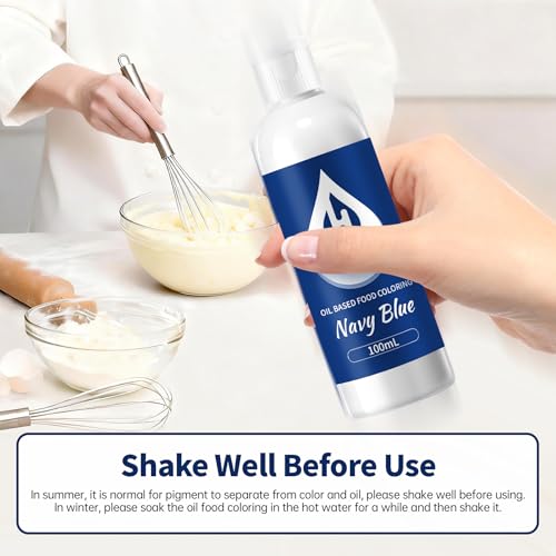 Image of Navy Blue Oil Based Food Coloring for Chocolate - Herbeklab 100ml Professional Concentrated Oil Food Dye for Candy Melts, Chocolate, Cake Pops, Strawberries & Baking