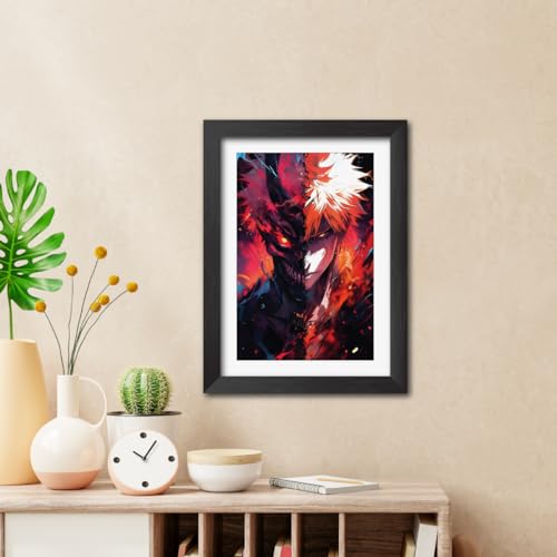 Image of TenorArts Ichigo Posters Bleach Anime Poster Laminated Photo Frame Painting with Matt Finish Black Textures (12inches x 9inches)