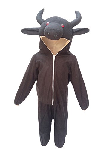 Image of Kaku Fancy Dresses Buffalo Farm Animal Costume for Kids - Black, 3-4 Years | Animal Fancy Dress for Boys & Girls
