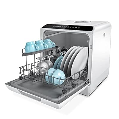 Hermitlux Countertop Dishwasher, 5 Washing Programs Portable Dishwasher With 5-Liter Built-in Water Tank, No Hookup Needed