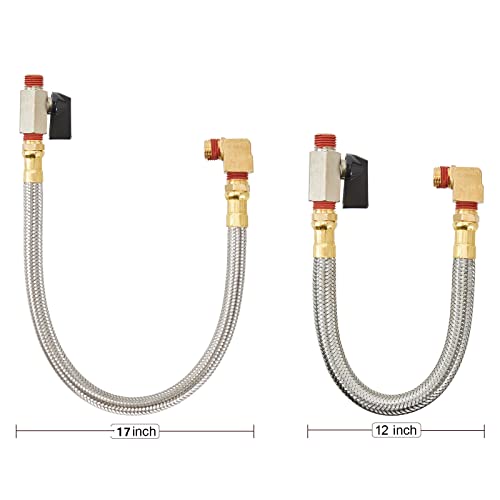 Extended Tank Drain Valve Assembly Kit Flexible Braided Steel Tube 15 Inch 1/4 Inch Npt Pipe Fitting For Air Compressor #TOP2