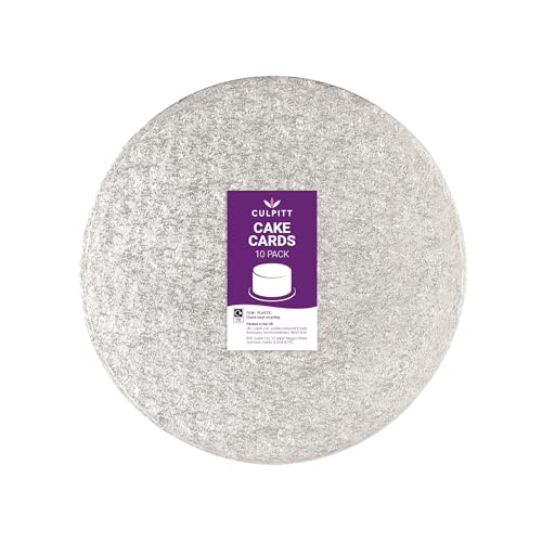 Culpitt 8" Round Cake Boards | Silver | 2.7mm Cake Cards For Celebration Cakes, Birthday Treats, Cake Tiers, Cupcakes, and More! 8 inch, Pack Of 10