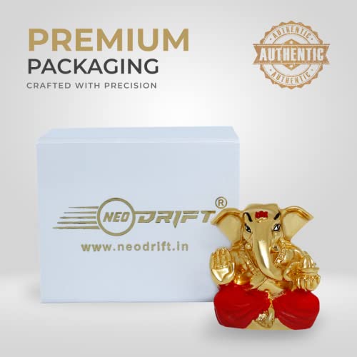 Image of Neodrift Ganesh Idol for Car Dashboard (Real 24kt & 999 Silver Plated, Dual-Tone Gold & Silver) (Model ND06) - Enhance Your Drive