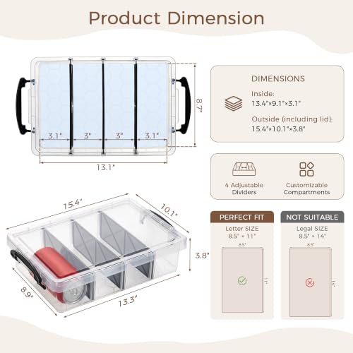 Image of Citylife 4PC Clear Plastic Storage Box with 3 Removable Dividers
