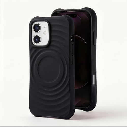 Image of amazon basics Shockproof Case for iPhone 12 | Ripple Pattern | Camera Protection | Protective Cover with Enhanced Grip & Wireless Charging Support - Black