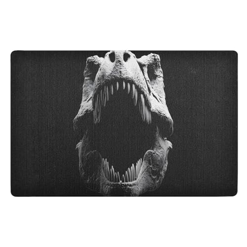 Felpudos Estampado De Calavera De Dinosaurio Suaves Felpudo Interior Antisuciedad Doormat para Jardín Oficina Portón 40X60 Cm