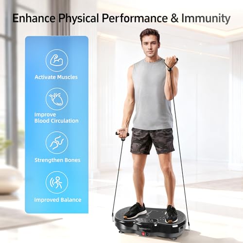 MEKEMOL Vibration Plate Exercise Machine - Vibrating Plate for Lymphatic Drainage, 999 Adjustable Speeds Vibrate Stand Shake Board, 330Lbs Capacity Whole Body Workout for Weight Loss, Shaping