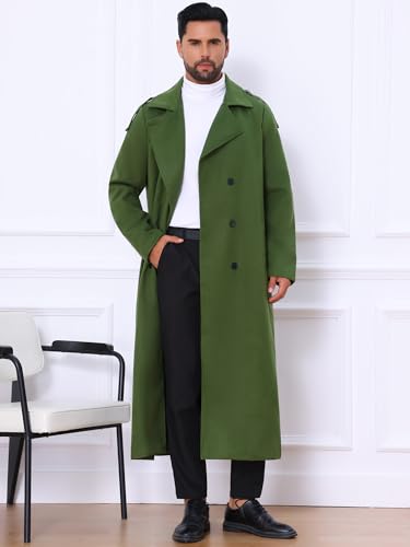 Image of Lars Amadeus Men's Winter Pea Coat Notch Lapel Double Breasted Solid Color Overcoat