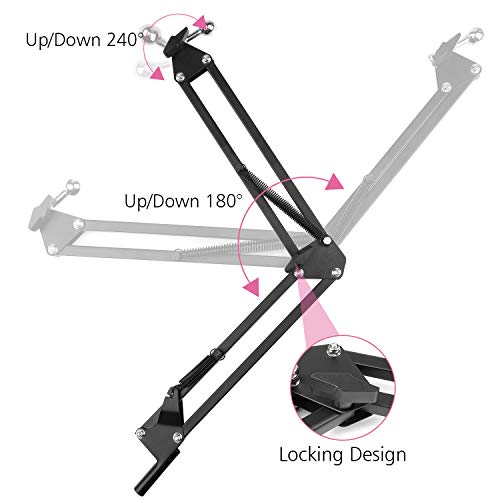 Overhead Phone Mount Stand Chromlives Phone Video Stand Articulating Arm Phone Mount Table Top With Base Adjustable 360° Cell Phone Tablet Holder Mount Desktop Compatible With Phones, Tablets, Ipad #TOP2