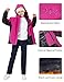 MoFiz Girls Ski Jacket Waterproof Fleece Lined Snowboard Jacket Warm Winter Coats with Removable Hood Rose Red XS